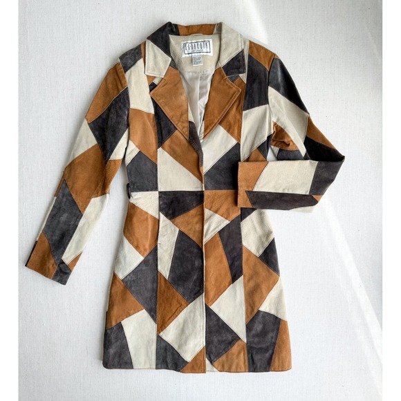 BB Dakota Jackets & Blazers - BB Dakota y2k‎ vtg boho brown patchwork suede jacket size S